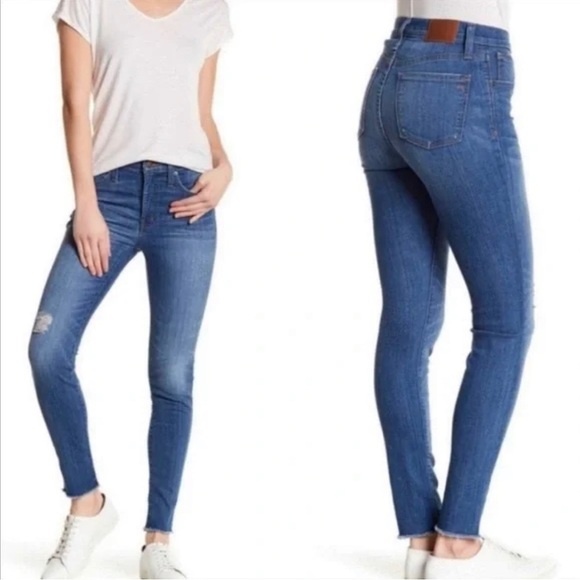 MADEWELL Raw Hem Hi Rise Skinny Jeans Style H6844 Size 28 - Picture 11 of 11